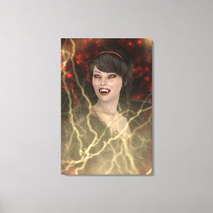 Schöne Lady Vamp Perfekter Halloween-Stil Leinwanddruck