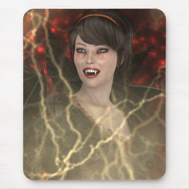 Schöne Lady Vamp Perfekter Halloween-Stil Mousepad (Vorne)