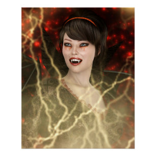 Schöne Lady Vamp Perfekter Halloween-Stil Poster