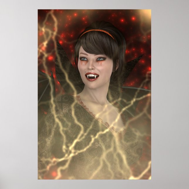 Schöne Lady Vamp Perfekter Halloween-Stil Poster (Vorne)