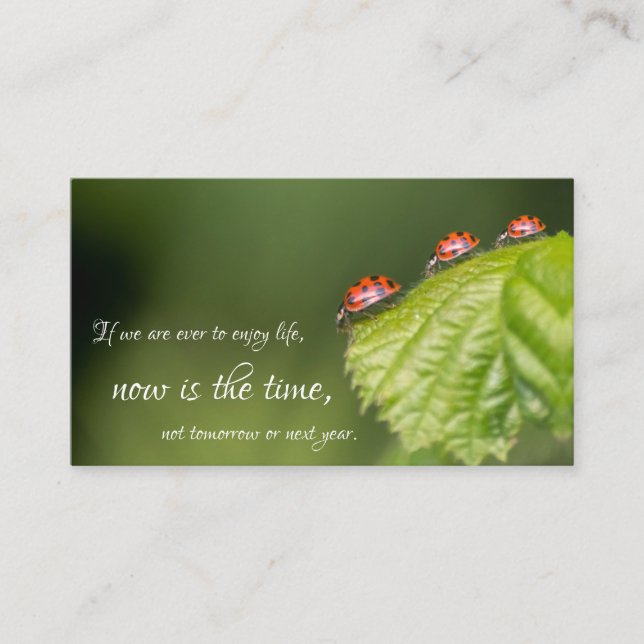 Schöne Ladybugs mit motivierend Zitat Visitenkarte (Vorderseite)