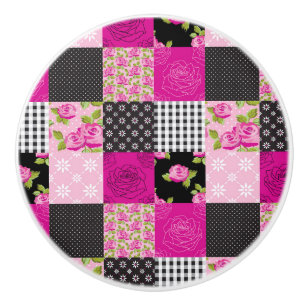 Schöne Land-Patchwork-Steppdecke Keramikknauf