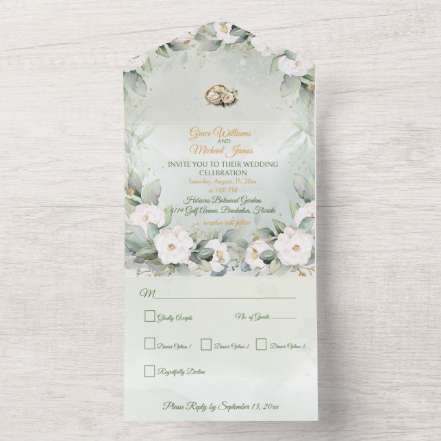 Schöne Landschaft auf einer Hochzeit All In One Einladung (Innen Boden)