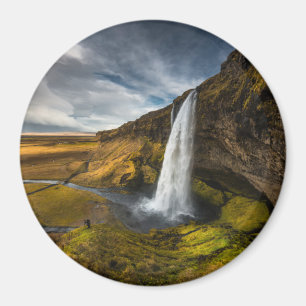 Schöne Landschaft Aussicht auf Seljalandsfoss Magnet