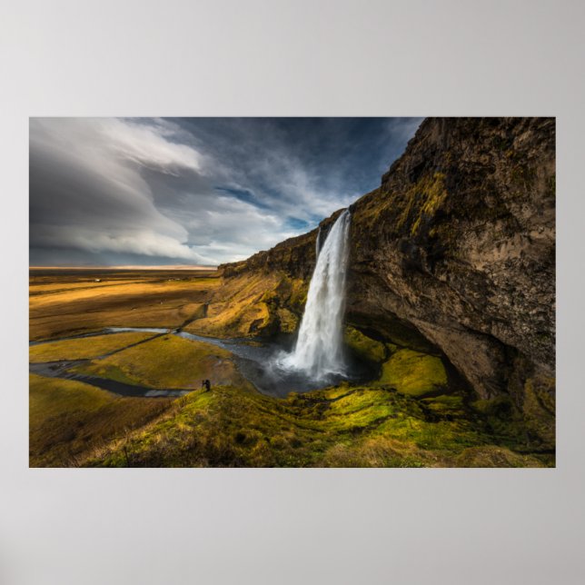 Schöne Landschaft Aussicht auf Seljalandsfoss Poster (Vorne)