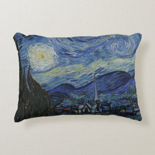 Schöne Landschaft Blaue Nacht Himmel Goldene Stern Dekokissen