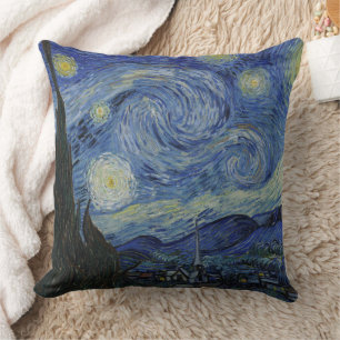 Schöne Landschaft Blaue Nacht Himmel Goldene Stern Kissen