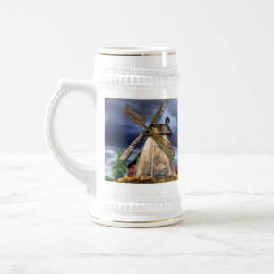 Schöne Landschaft der niederländischen Windmühle - Bierglas