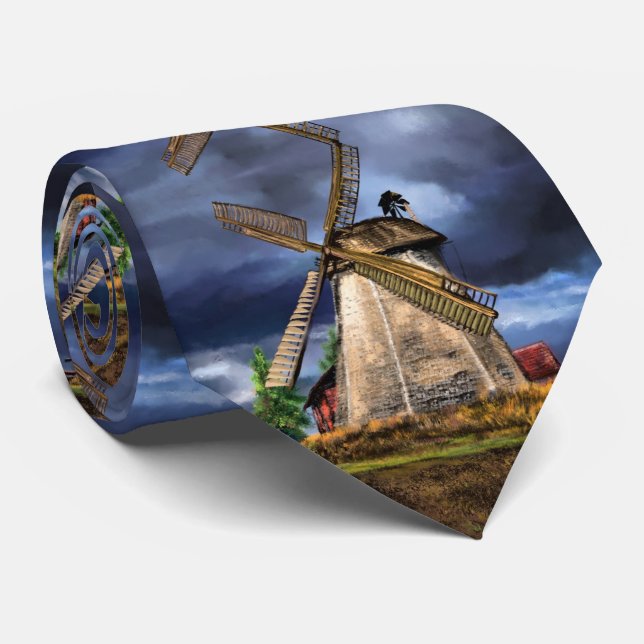 Schöne Landschaft der niederländischen Windmühle - Krawatte (Gerollt)