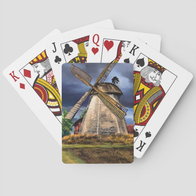 Schöne Landschaft der niederländischen Windmühle - Spielkarten (Rückseite)