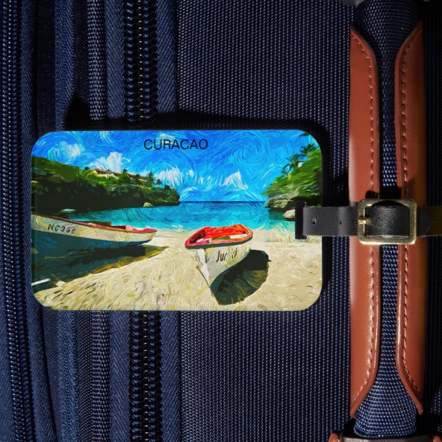 Schöne Landschaft der tropischen Insel Curacao Gepäckanhänger (Vorderseite Insitu 4)