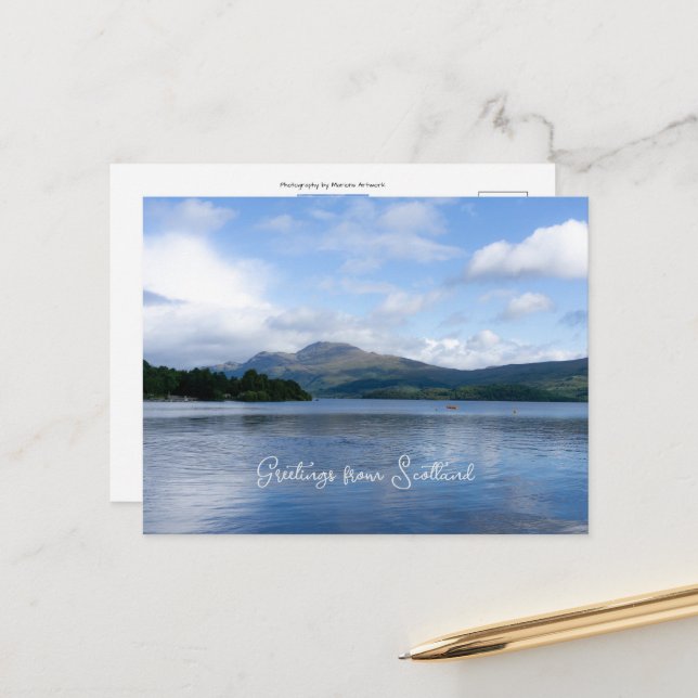 Schöne Landschaft in Schottland - Loch Lemond Postkarte (Vorderseite/Rückseite Beispiel)