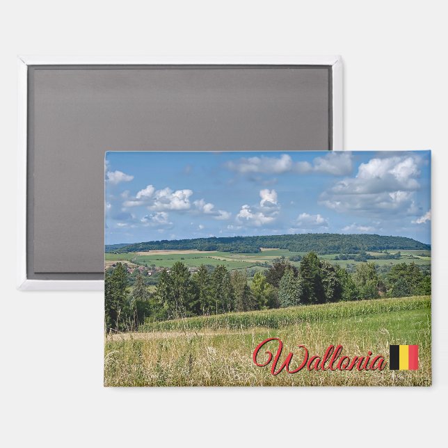 Schöne Landschaft in Wallonien, Reise Magnet (Vorderseite/Rückseite)