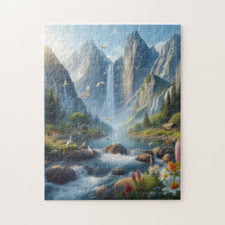 Schöne Landschaft mit Bergen und Wasserfällen