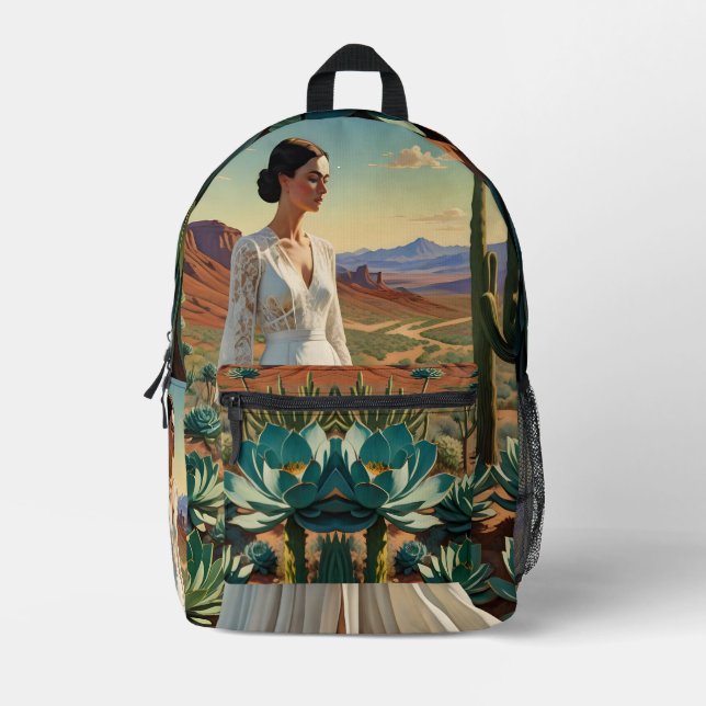 Schöne Landschaft mit weiblicher spiritueller Kuns Bedruckter Rucksack (Vorderseite)