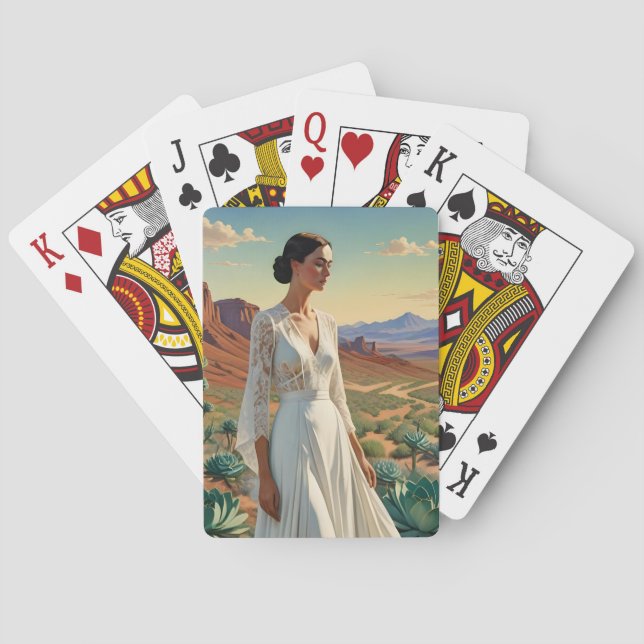 Schöne Landschaft mit weiblicher spiritueller Kuns Spielkarten (Rückseite)