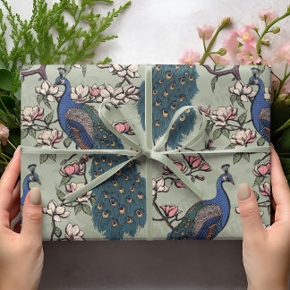 Schöne Landschaft und grüne Friedhöfe und Magnolie Geschenkpapier