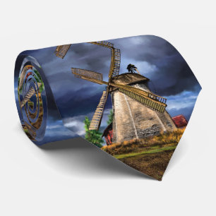 Schöne Landschaft von Windmill in den Niederlande Krawatte