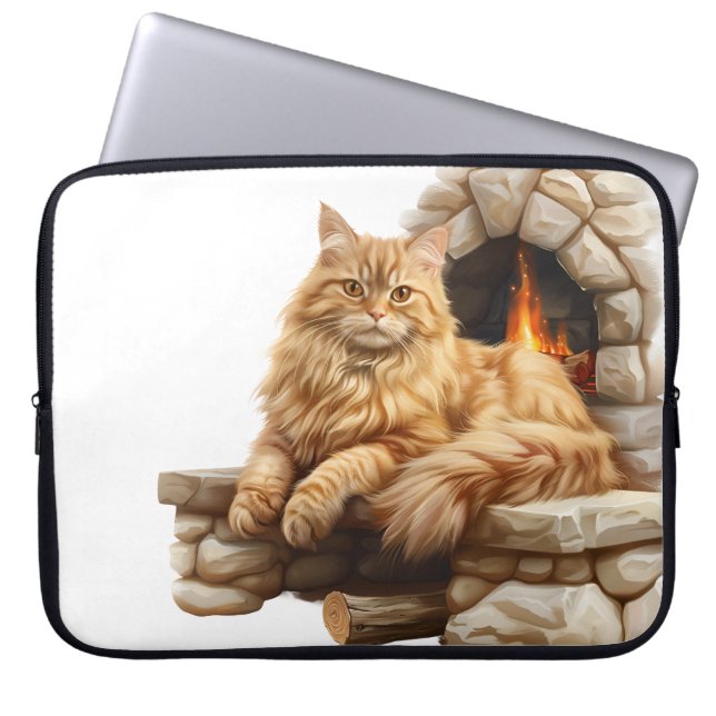 SCHÖNE LANGE HAIRED ORANGE TABBY CAT LAPTOPSCHUTZHÜLLE (Vorderseite)