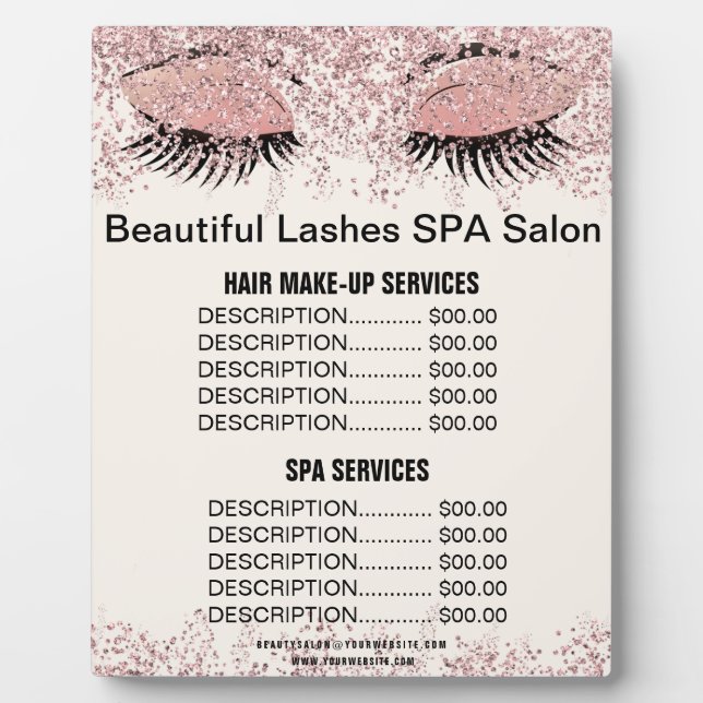 Schöne Lashes Pink Glitzer WELLNESS-CENTER Salon P Fotoplatte (Vorderseite)