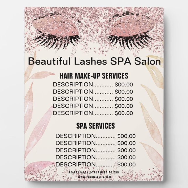 Schöne Lashes Pink Glitzer WELLNESS-CENTER Salon P Fotoplatte (Vorderseite)