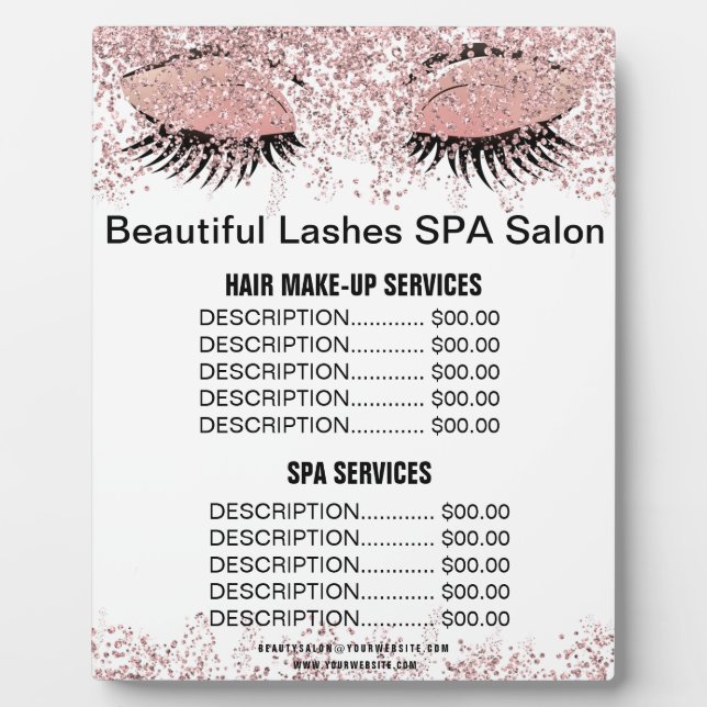 Schöne Lashes Pink Glitzer WELLNESS-CENTER Salon P Fotoplatte (Vorderseite)