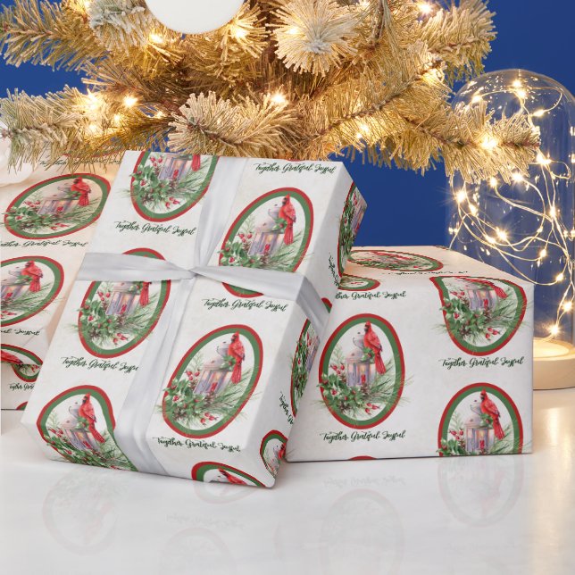 Schöne Laterne mit Heiligen und Kardinal Weihnacht Geschenkpapier (Feiertage)