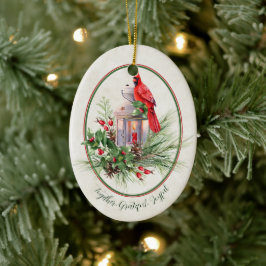 Schöne Laterne mit Heiligen und Kardinal Weihnacht Keramik Ornament