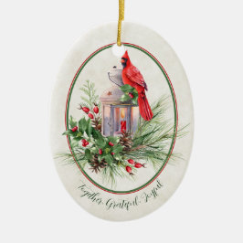 Schöne Laterne mit Heiligen und Kardinal Weihnacht Keramik Ornament