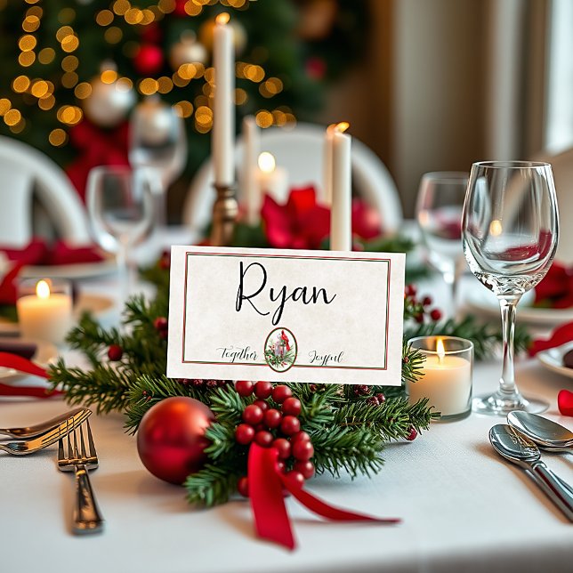 Schöne Laterne mit Heiligen und Kardinal Weihnacht Platzkarte (Von Creator hochgeladen)