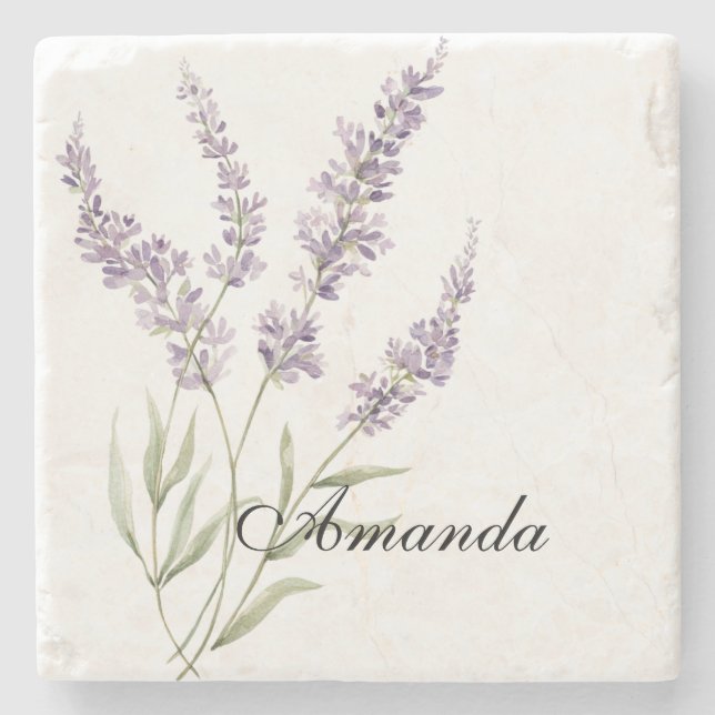 Schöne Lavendel-Blumen Geburtstag Steinuntersetzer (Vorderseite)