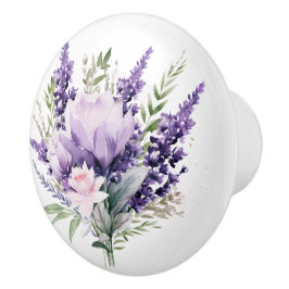 Schöne Lavendel und gemischte Blumengestelle Keramikknauf