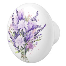 Schöne Lavendel und gemischte Blumengestelle Keramikknauf
