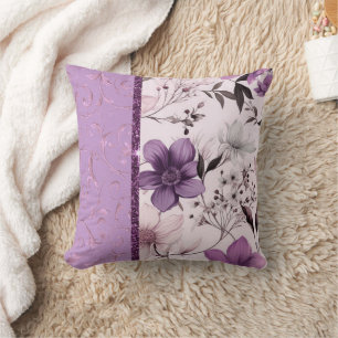 Schöne Lavendel und rosa Blütenpracht Kissen