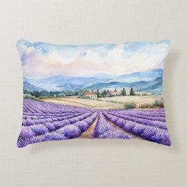 Schöne Lavendelfelder Aquarelle Dekokissen