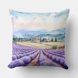 Schöne Lavendelfelder Aquarelle Kissen