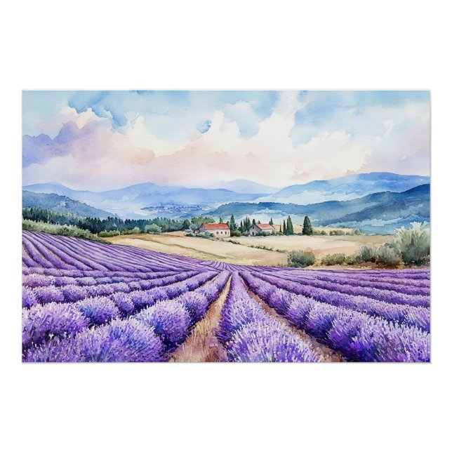 Schöne Lavendelfelder Kunst Poster (Vorderseite)