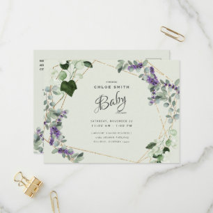 Schöne Lavender Foliage Babydusche Einladungspostkarte