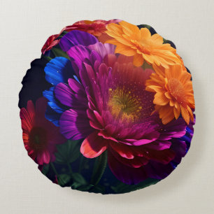 Schöne, lebendige Blume Mix 2 Rundes Kissen