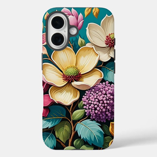 Schöne Lebendige Blumenkunst iPhone 16 Hülle (Rückseite)