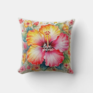 Schöne lebendige LIVE PONO Hibiskusblüten-Dekorati Kissen