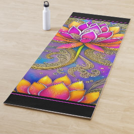 Schöne, lebhafte Rosa Verzierte Lotus-Blume Yogamatte