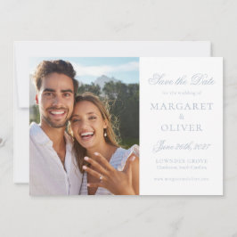 Schöne LED Blue Script Foto Save the Date Karte