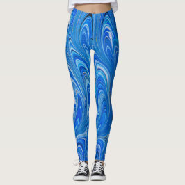 Schöne Leggings aus blauem Flüssig-Marmor