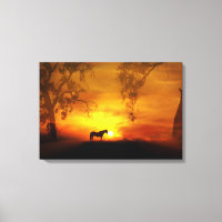 Schöne Leinwand für Pferde und Sonnenaufgänge