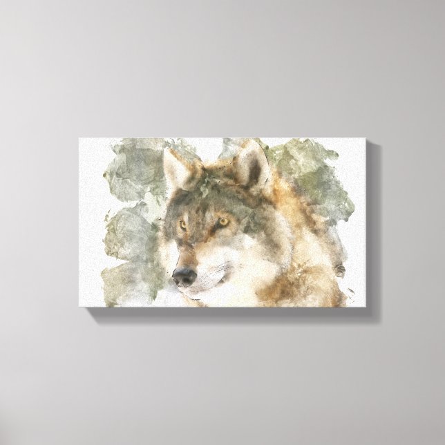 Schöne Leinwand Watercolor Wolf (Vorderseite)