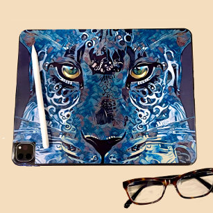 Schöne Leoparden Blues, goldene Augen iPad Tablett Aufkleber