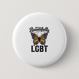 Schöne LGBT Schmetterling Vintage Pride Shirt_1 Button