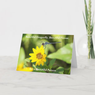 Schöne Libelle, Blume, Person Grußkarte Karte