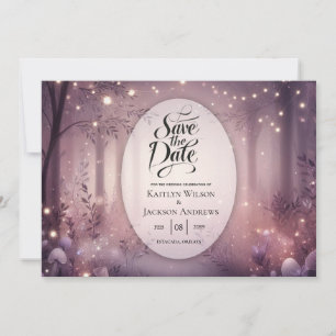 Schöne Lichter in Woodland glühende Hochzeit Save The Date